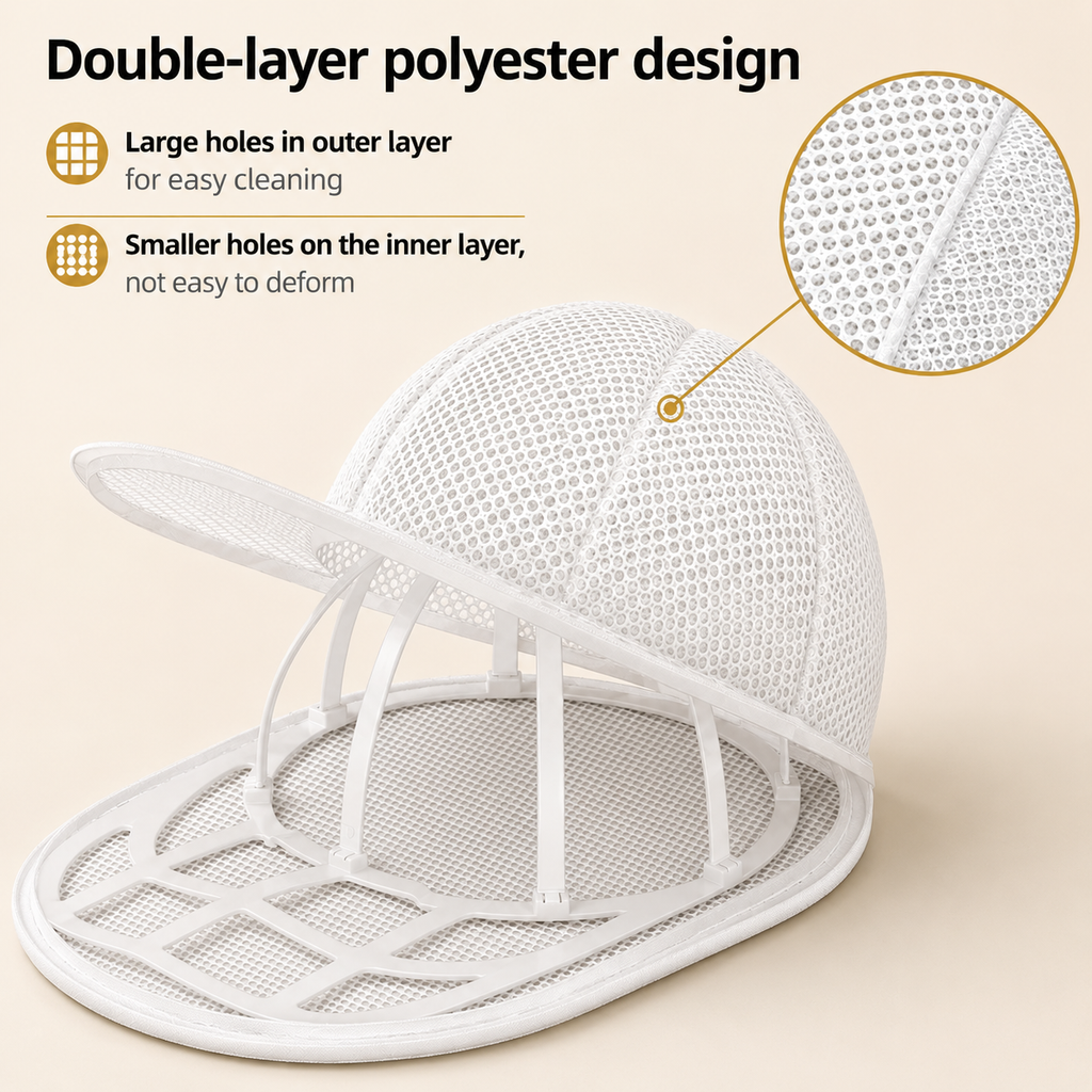 Hat Washer Cage, Snap-Lock Design, Foldable & Portable for Washing Machine Dryer Dishwasher